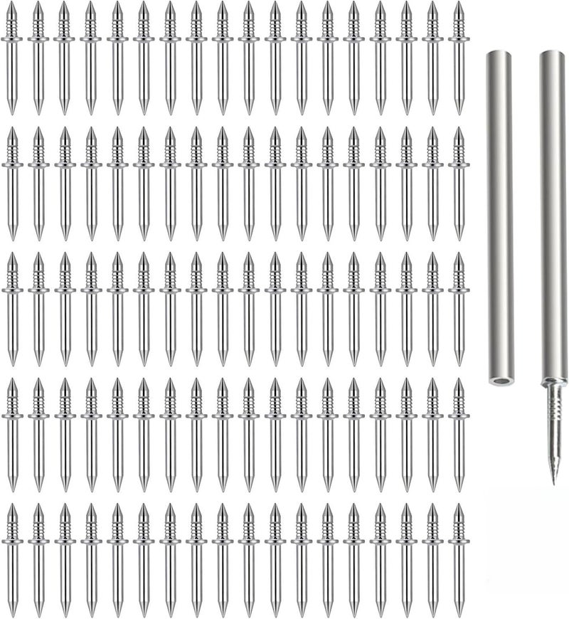 zcfochi 200pcs Double-Head Skirting Thread Seamless Nail, Non Marks Nail, Invisible Security Screw, Double Ended Baseboard Invisible Screw,Hidden Nail For Wood Veneer, With Specific Sleeve Tool (200) - Image 1